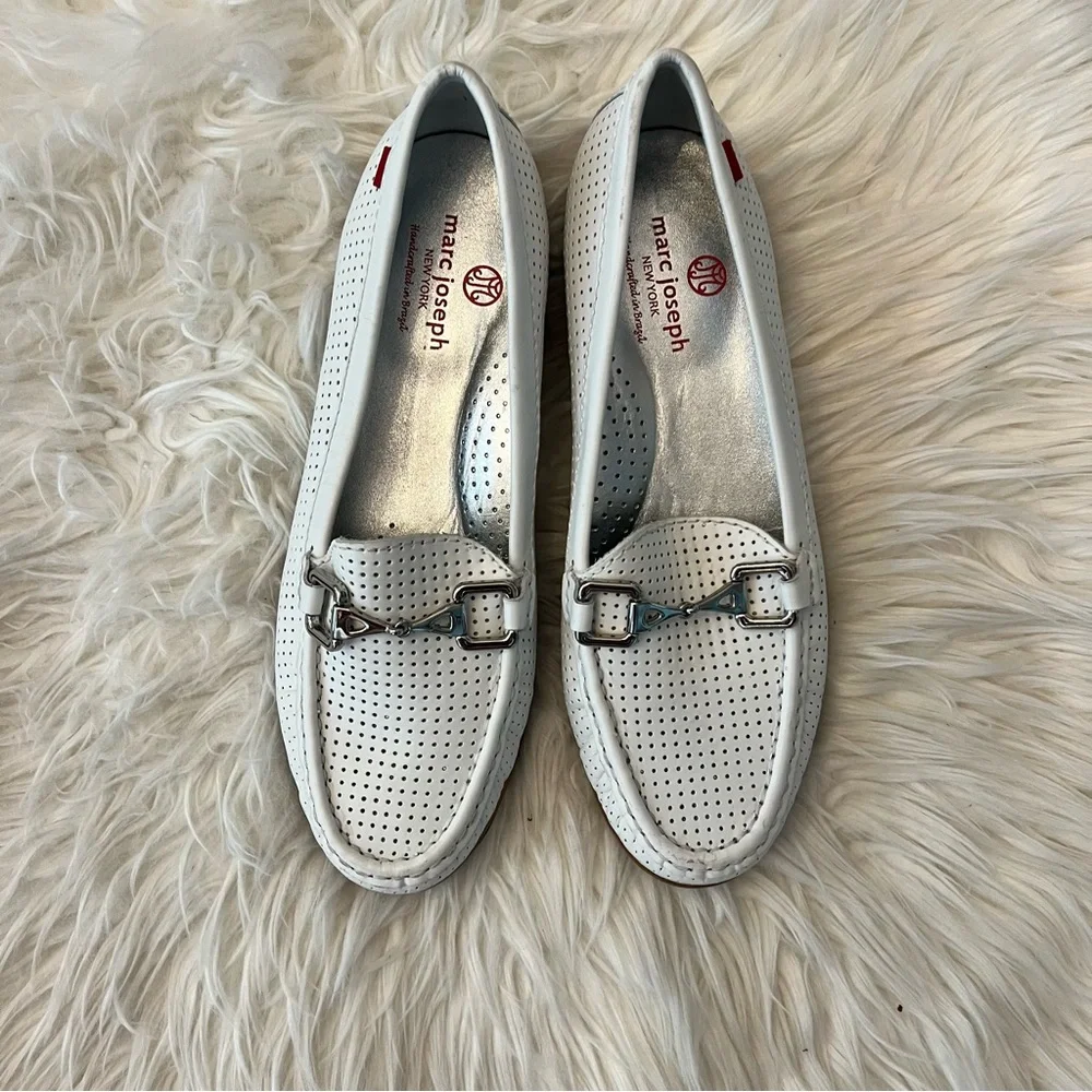 Women's White Loafers with Silver Accents - Picture 7 of 9